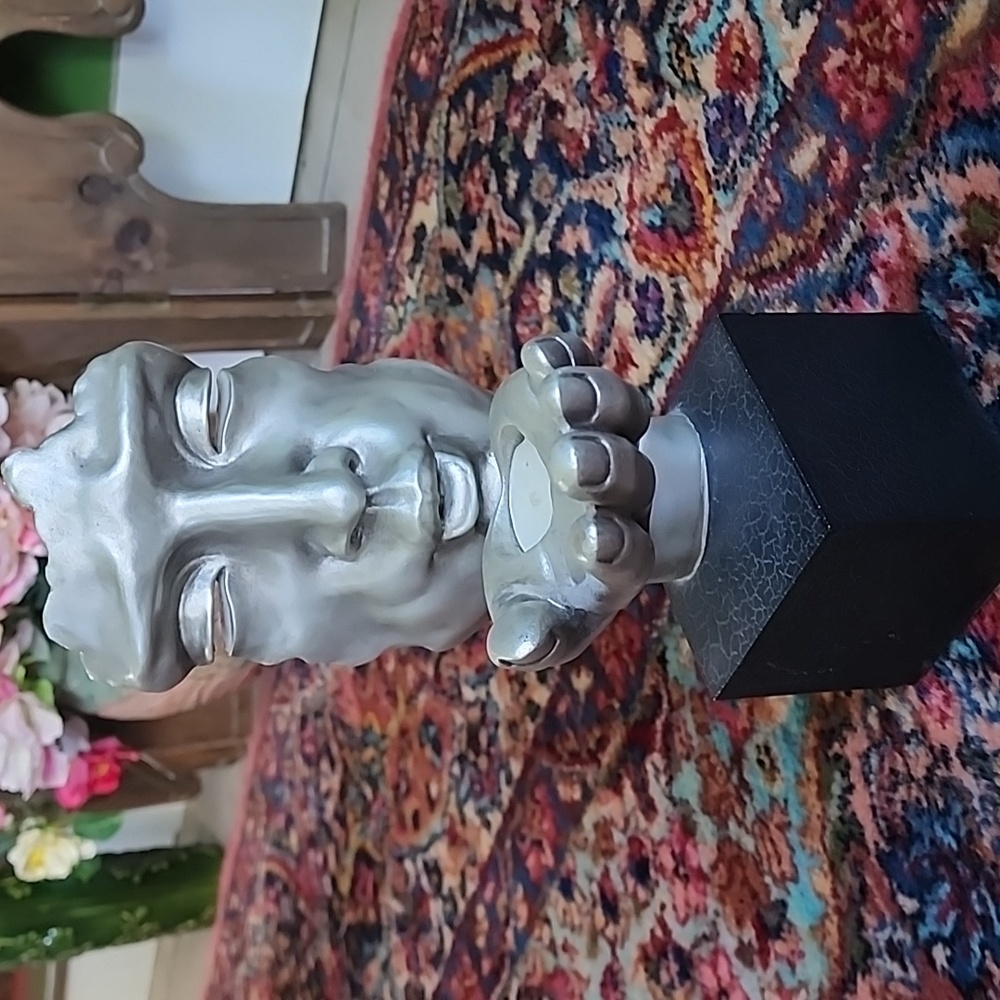 Silver Abstract Face Sculpture - Picture 2 of 10